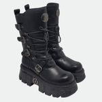 Women's Punk Gothic Goth Chunky Platform Black Combat Moto Boots Size 41 Photo 11