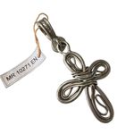 Wire Wrapped Silver Tone Cross Pendant Necklace Mens Womens Grunge Streetwear Size 4 Photo 2