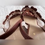 Kate Spade  Brown Leather Strappy Floral Tisdale Espadrille Wedge Sandals Boho-8M Photo 7