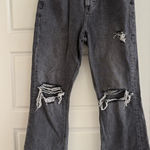 American Eagle Women’s Gray Denim Distressed 90s Flare Jeans Size 2 Photo 0