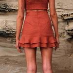 Aulieude Linen Ruffled Cinch Tie Mini Skirt Photo 4