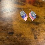 Source Unknown  Patriotic Leaf Earrings - Silver, Red, Blue Photo 1