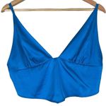 Garage  Crop Top Womens L Blue Satin V-Neck Smocked Going Out Festival Clean Girl Photo 0