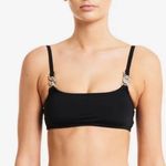 BETH RICHARDS Bikini Swimsuit Top Linx Black Silver Chain Beach Swim NWT Small Photo 0