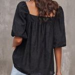 Mincib Summer Flowy Chiffon Loose Fit Square Neck Puff Sleeve Blouse Size 2X Black Photo 1
