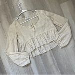 Urban Outfitters  Top florence embroidered floral ruffle crop womens Beige medium Photo 0