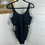 Eloquii  One Piece Swimsuit Size 16 W Black NWT Cutout Gold Hardware Underwire Photo 3