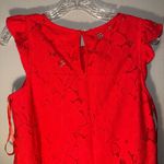 Monteau  Vibrant Red Lace Flutter Sleeve Blouse Medium NEW #721 Photo 6