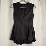 Cushnie et Ochs V Neck Pleated Silk Wool Black Sleeveless High Low Peplum Top 4 Photo 3
