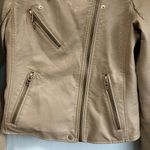 BLANK NYC  Tan Vegan Leather Moto Jacket double or single lapel size medium Photo 2