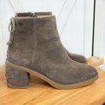 UGG  Grey Suede Lace Up Ankle Boots Block‎ Heel Women Photo 12