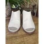Tibi White Leather Open Toe Mules Cork Block Heel Sandals Size 39 US 8.5 Photo 1