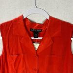 Oliver Perry Orange Silk Collared Sleeveless‎ Button Front Top Red Size M Photo 2