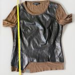 Lafayette 148 Wool Alpaca Leather Panel Sweater Quiet Luxury Brown Chic Luxe M Size M Photo 12