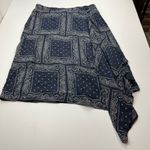 Sundance  Blue White Western Bandana Print‎ Midi Skirt Size Large Asymmetrical Photo 0