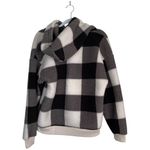 American Eagle Buffalo Plaid Sherpa Hoodie Size Small Fleece Black White Photo 2