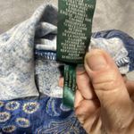 Ralph Lauren Blue Paisley Top Medium Pullover Long Slv Elbow Pads Suede Designer Photo 9