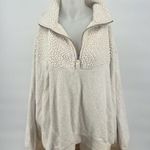 Aerie  Cream Hometown Holiday Quarter Zip Pullover Sweatshirt Size XL Photo 1