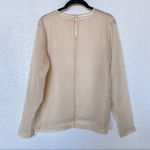 Weekday  Sheer Cream Gold Crewneck Blouse Size Small Photo 8
