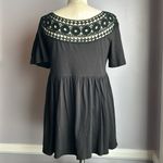 Calvin Klein black 100% Cotton short sleeve baby doll top lace trim Size Small Photo 3