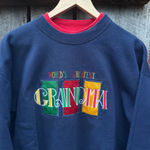 M&C Energy Sportswear World's Greatest Grandma Crewneck Sweatshirt Blue Size L Photo 0