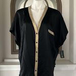 INC Metallic Tuxedo Stripe Satin Pajamas Set in Deep Black, Plus Size 3X NWT Photo 3