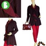 ROSIE NEIRA ANTHROPOLOGIE BURGUNDY WOOL CARDIGAN WITH RUFFLE (L) Pink Size L Photo 1