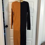 Vada Winter Button Up Basic Dress MIDI Long Sleeve in black/cashew large NWT Black Photo 9