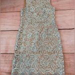 Ellen Tracy Women’s size 8  nude light aqua blue lace overlay dress sequence READ Photo 9