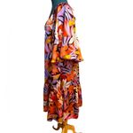 Tallulah Kate Puff Sleeve Bright Floral Tiered Mini Shift Dress 2X Orange Photo 2