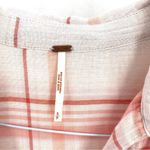 Free People Pink Muslin Plaid Print Long Sleeve Button Up Oversized Tunic Top Photo 5