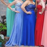 La Femme Periwinkle Strapless Prom Dress Photo 8