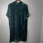 Eileen Fisher  PL TIE BACK VELVET SHIFT Luxury Dress in Pine Green Photo 7