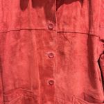 st. john's bay  Womens Petite Large Red Suede Leather Button Front Jacket Festival Photo 2