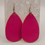 Handmade Pink Teardrop Earrings Faux Leather Dangle Photo 0