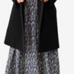 Kate Spade Saturday Piped Overside Wool Coat in black with navy trim Photo 0