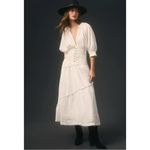 Anthropologie Ethereal Bohemian V-Neck Corset Midi Shirt Dress in White Size XL Photo 9