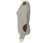 Ralph Lauren Lauren  Faux Suede Elbow Patch Long Sleeve Striped Top Size Small Photo 3
