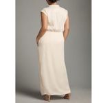Anthropologie | Sleeveless V-Neck Twist-Front Faux Wrap Satin Dress Photo 1