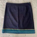 Talbots Tweed Knit Embroidered Sequin Fringe Pencil Skirt Navy Blue Size 10 Photo 3