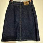 Lacoste Denim Skirt Straight Dark Wash Stitch High Rise Knee Length 36 S 31" Photo 5