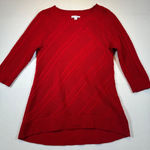 New York & Company Red Cable Knit Tunic Sweater Womens Long Sleeve Size L Photo 0