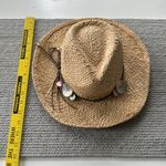 Straw Cowboy Hat with Leather Bow and Mother of Pearl Beads Buttons One Size Tan Photo 5