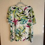 Chico's  Women's White 3 Tropical Floral Print V Neck Short‎ Sleeve Top Size XL Photo 6