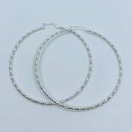 925 Sterling Silver Hoop Earrings Diamond Photo 0