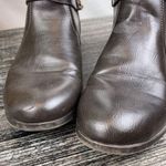 Unisa  Brown Zip Up Knee Length Gold Chain Block Heel Faux Leather Boots 7.5 Photo 2