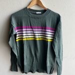 Gap  hunter green with striped 100% cotton sweater Photo 0