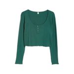 BP | Green Henley Crop Top | Small Photo 1