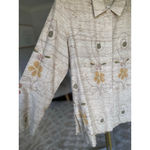 Chico's Vintage Metallic Silk Cardigan Embroidered Autumn Fall Cottagecore Floral Photo 3