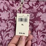 Lucky Brand NWT  Women XL Floral Print Short Sleeve T Shirt Burgundy Pink Casual Photo 3